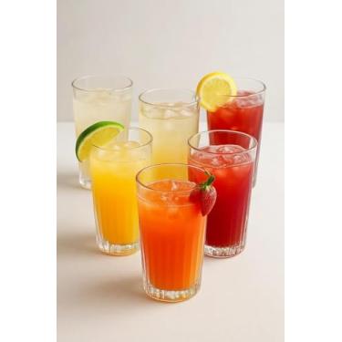 Imagem de Jogo 6 Copos de Vidro Long Drink 300Ml Transparente Canelado Luxo Para Água Suco E Drinks