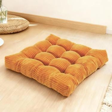 Imagem de zen shi fu Conjunto de 2 almofadas de meditação de espuma viscoelástica para adultos sentados, almofadas de assento grandes quadradas espessas para ioga, sala de estar tatami (1, laranja)