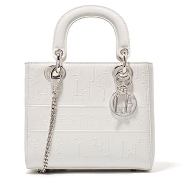 Imagem de Bolsa feminina de couro legítimo LA FESTIN, bolsa feminina com alça superior, pequena bolsa transversal moderna, Branco