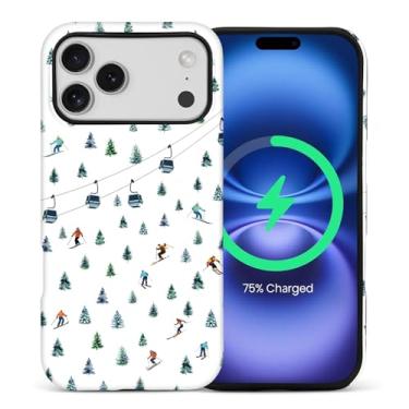 Imagem de casesok Capa para iPhone 17 Pro Max, compatível com MagSafe, capa rígida de camada dupla + capa de silicone, proteção total à prova de choque, para iPhone 17 Pro Max, resort de esqui, férias de