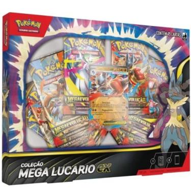 Imagem de Box Pokémon Coleção Mega Lucario Ex 49 Cartas Copag