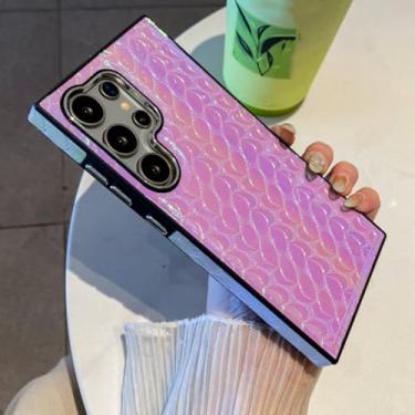 Imagem de MVVKKY Capa magnética de couro sintético brilhante com laser para câmera SM S24Plus (para SM S24Plus/roxo claro)