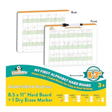 Imagem de Channie's Quadro rígido visual apagável a seco com alfabeto ou números – escrita à mão para alunos da pré-escola, jardim de infância, ensino fundamental (meu primeiro alfabeto), material de