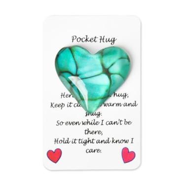 Imagem de Presentes de incentivo inspiradores para mulheres homens Freinds Pocket Hug Heart Token para filho, filha, presente de aniversário para neta, neto, mãe, pai, relacionamento de longa distância