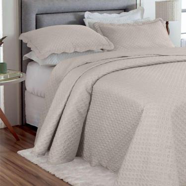 Imagem de Kit Cobre Leito Casal Classic Liso Ultrasonic + 2 Porta-travesseiros Poá Gelo