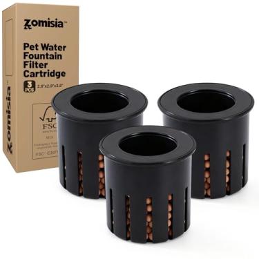 Imagem de ZOMISIA Filtros dispensadores de tigela de água para cães, pacote com 3, Maifan, substituição de filtro de pedra para ZOMISIA 6L 8L 11L, dispensador de água para cães, preto