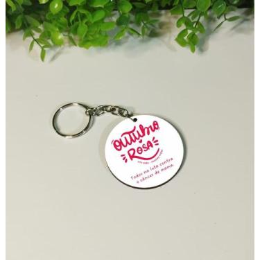 Imagem de Chaveiros Personalizados em MDF Branco - Outubro Rosa (Modelo 1) - MDF