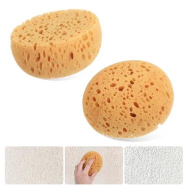 Imagem de Xindojuz Esponja de textura de 2 peças, esponja de textura de casca de laranja para reparo de pipoca, remendo de parede de drywall de teto, esponjas redondas de texturas de argila para cerâmica
