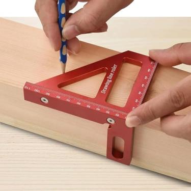 Imagem de Régua de medição multiângulo 3D, quadrado de liga de alumínio de 45/90 graus, transferidor de triângulo de esquadria de precisão e ferramenta de medidor de layout para carpintaria, marcenaria