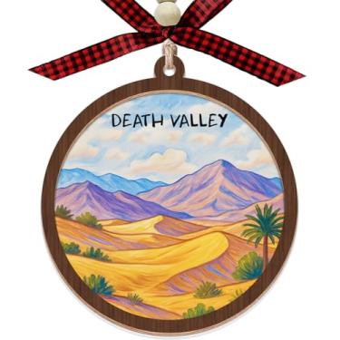 Imagem de KoKi93Art Enfeite de Natal do Parque Nacional do Vale da Morte - Design de duas camadas de madeira e acrílico em camadas - Decoração de árvore de Natal - Presente para viajantes e amantes da natureza