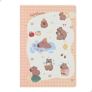 Imagem de Caderno Brochura Capivara 25x18cm com Capa Ilustrada Divertida | Papel 70g Pautado 32 Folhas | Ideal para Escola, Anotações e Estudos | Material Escolar Fofo, Papelaria Fofa (Capivara Lago)