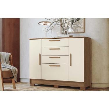 Imagem de Cômoda De Quarto Pinhais C- 2 Portas E 4 Gavetas Jatoba-areia - Santos Andirá