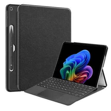 Imagem de Capa para tablet Microsoft Surface Pro de 12 polegadas – capa protetora de couro PU + PC com suporte dobrável, hibernar/despertar automático, capa fina e leve à prova de choque (preto)
