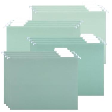 Imagem de Clapzooki Pacote com 24 pastas de arquivo verde sálvia, pastas suspensas com abas de etiqueta de corte 1/5, pastas verdes para arquivo, arquivos suspensos, escritório, armazenamento de arquivos