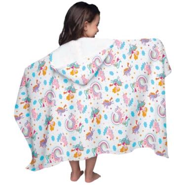 Imagem de Toalha Capuz Banho Infantil Criança Algodão Felpuda Menina Estampa Unicórnio