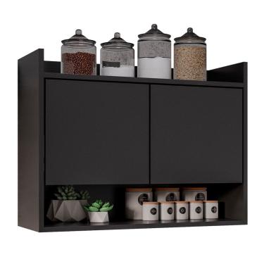 Imagem de Armário Aéreo Cozinha Multiuso Cecília 70cm 02 Portas Preto - Abmaza