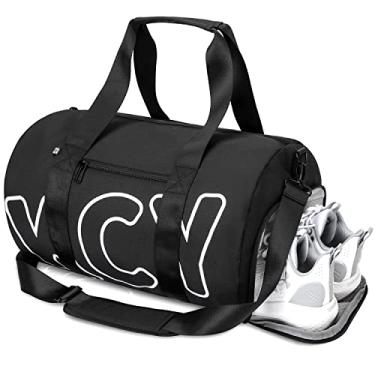 Imagem de KCY Bolsa esportiva, pequena para academia, impermeável, com compartimento para sapatos e bolso molhado, bolsa esportiva esportiva esportiva para ioga, beisebol, acampamento. Bolsa leve de viagem para treino, para homens, mulheres, meninos, Preto, 30L,