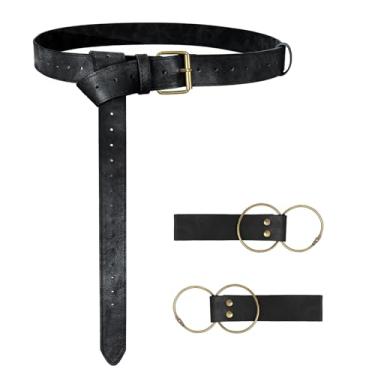 Imagem de Bolsa de cinto renascentista, bolsa de couro de pirata viking medieval, conjunto de garrafa de poção, saia, caminhada, Halloween, cosplay, acessório para fantasia, Cinto de caminhada com saia - preto