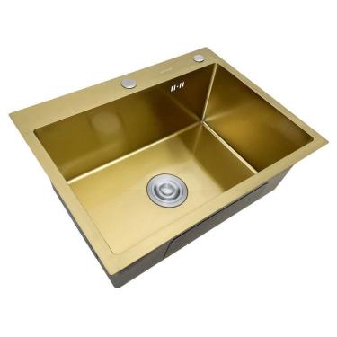 Imagem de Cuba De Inox Gourmet Dourada Quadrada Cozinha Com Acessórios