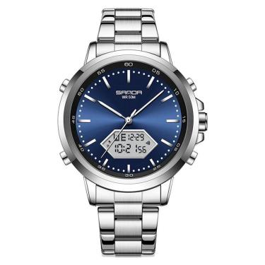 Imagem de Relógio De Pulso Esportivo Militar Masculino 3301 Sanda Prata Azul