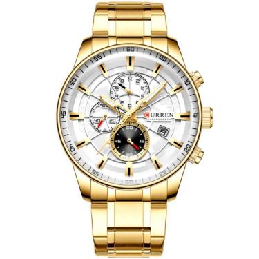 Imagem de Relógio De Pulso Esportivo Masculino Com Pulseira De Aço Inoxidável Dourado