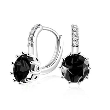 Imagem de Uloveido Brincos femininos modernos banhados a platina com puxador de zircônia cúbica nas costas, vermelho, azul, roxo, rosa para ela, DML49, Cristal, Zircônia cúbica