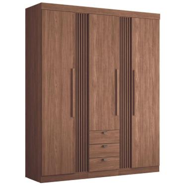 Imagem de Guarda Roupa Solteiro 3 Portas Ripado Lens Jatobá