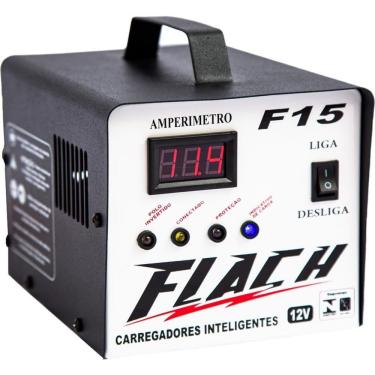 Imagem de Carregador De Bateria Inteligente Flach F15 12v 15a – Potente, Completo E Com Partida Auxiliar