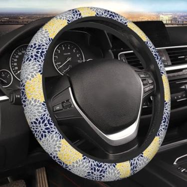 Imagem de Capa de volante vintage Groovy Flowers para mulheres e homens, universal de 38 cm, antiderrapante, fofo, protetor de volante, acessórios para carro, interior para caminhões, SUV