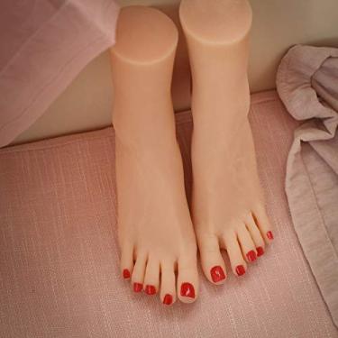 Imagem de ZHY 1 par de manequim feminino de silicone, tamanho real, com exibição óssea, sandália, sapato, meia, desenho, arte, esboço, com unha vermelha