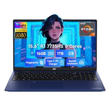 Imagem de NIMO 15.6" IPS FHD-Gaming-Laptop, 8 Cores Ryzen 7 7735HS 16GB DDR5 RAM 1TB SSD (Beats i7-12650H) Computer with Radeon 680M 100W Type-C Backlit Keyboard Fingerprint, for Gaming Business