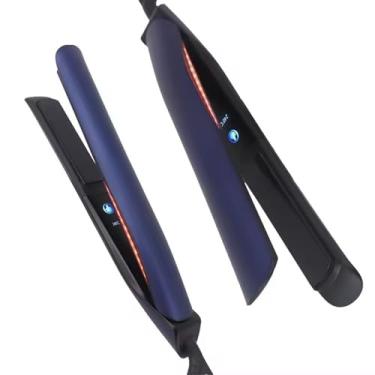Imagem de Alisador de cabelo profissional, chapinha azul marinho 2 em 1 com placas flutuantes 3D, controle digital de temperatura, estilo de cabelo molhado e seco, tratamento de queratina de grau de salão