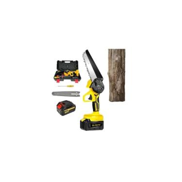 Imagem de Mini Motosserra Elétrica Portátil, 21V 2.0Ah, 6 Polegadas, Bateria Recarregável, Bivolt, com Corrente de Alta Resistência, para Poda e Jardinagem, 36cm x 7,5cm