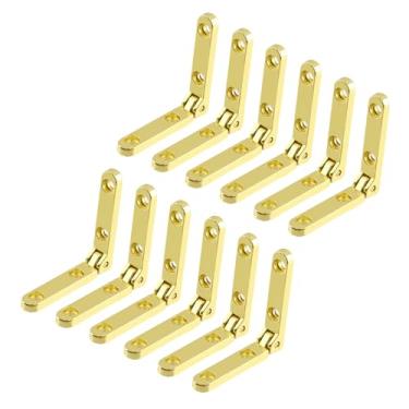 Imagem de Pastlla 12 peças de mini dobradiças de caixa de joias de 90 graus, ferragens de armário de dobradiça de caixa de madeira com 48 parafusos, dobradiça de móveis em miniatura para caixa de joias, estojo