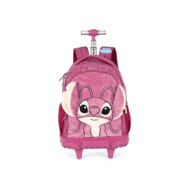 Imagem de Mochila Stitch Rodas Meninas Viagem Peluciado Escolar Roxo