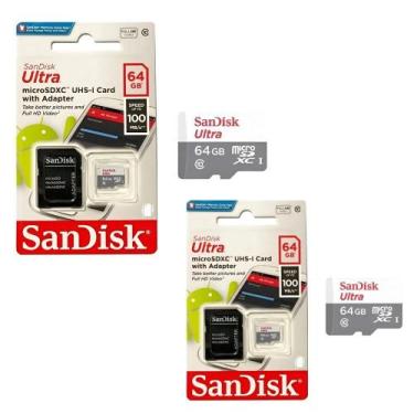 Imagem de Kit 2X Cartão Memória Sandisk Ultra 64Gb 100Mb/S