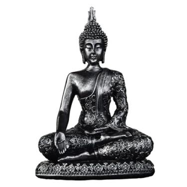 Imagem de Fxzqgnh Estátua de Buda Sentado, Escultura de Buda, Item de Colecionador, Decoração, Ornamento Religioso para Mesa, Figura de Resina para Uso Interno, Preto, Tamanho real