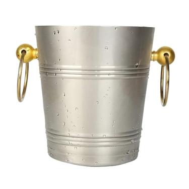 Imagem de Balde de gelo de camada dupla de aço inoxidável, balde de gelo de camada dupla champanhe de aço inoxidável 304, balde de cerveja de 5 L, balde de vinho de gelo
