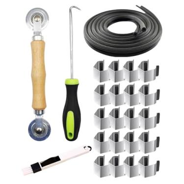 Imagem de Ferramenta de substituição de tela de janela | Spline de retentor de tela 24X com gancho de remoção, conjunto de ferragens para atualização de casa, jardim, pátio, varanda, garagem, portão