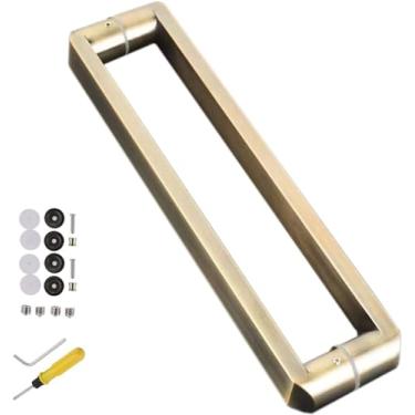 Imagem de Maçaneta de porta de entrada moderna Puxadores de porta de chuveiro de banheiro resistentes, aço inoxidável, maçaneta de porta de celeiro deslizante com acessórios, puxador de porta de galpão de vidro