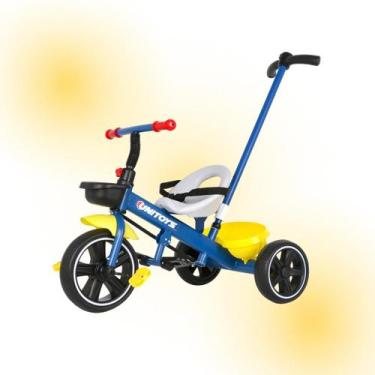 Imagem de Triciclo Infantil Azul com Empurrador UNITOYS Seguro com Estrutura Ref