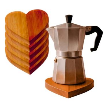 Imagem de 10 Coração Porta Copos Madeira Eucalipto Decoração 15cm