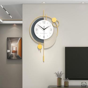 Imagem de FLEBLE Relógio de parede para decoração de sala de estar relógios de parede modernos silenciosos operados por bateria sem tique-taque analógico grande relógio decorativo de parede para cozinha