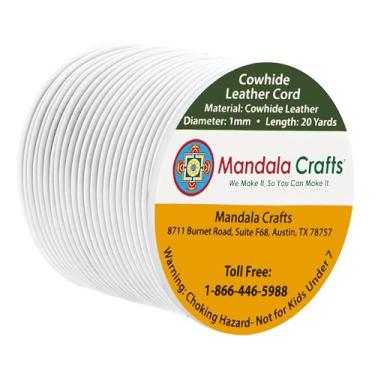 Imagem de Mandala Crafts Cordão redondo de couro legítimo, corda de couro natural para fabricação de joias, trançado Kumihimo, cadarços (1 mm, branco)