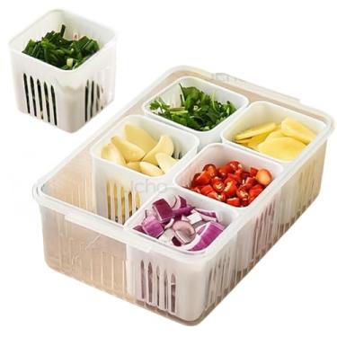Imagem de Pote Hermético Conjunto 6 Potes Organizadores para Geladeira – Armazenamento de Legumes, Frutas e Verduras com Escorredor - MJ BRANDS