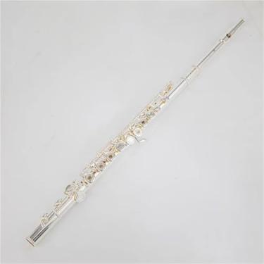 Imagem de Flauta de instrumento de flauta 16/17 furos banhado a prata obturador de flauta transversal chave C com tecla E instrumento musical iniciantes (877)