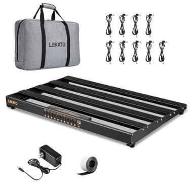 Imagem de LEKATO - Placa de pedal, placa de pedal com fonte de alimentação embutida, 48 x 30 x 4,5 cm, 1,6 kg, placa de pedal de guitarra de liga de alumínio com bolsa de transporte, cabos