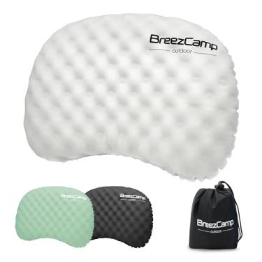 Imagem de BreezCamp Travesseiro inflável para acampamento, almofada de ar inflável, suporte de ar ultraleve, almofada compacta para atividades ao ar livre, caminhadas, mochilão, carro, praia, avião, dormir
