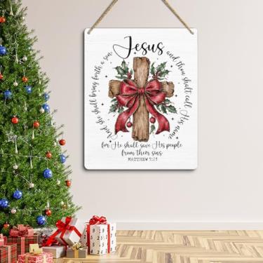 Imagem de Placa para decoração de porta de Natal, decoração de inverno, sazonal, arte de parede, letreiro de decoração de Feliz Natal, para uso externo, interior, casa, cozinha, 23 x 18 cm