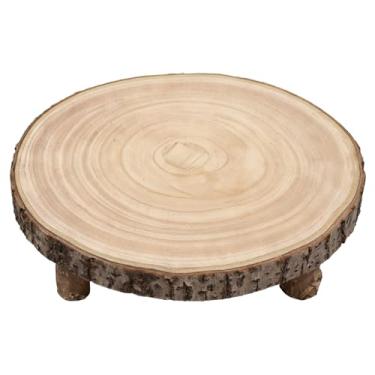 Imagem de Suporte de bolo de madeira, pedestal redondo de madeira para cupcake